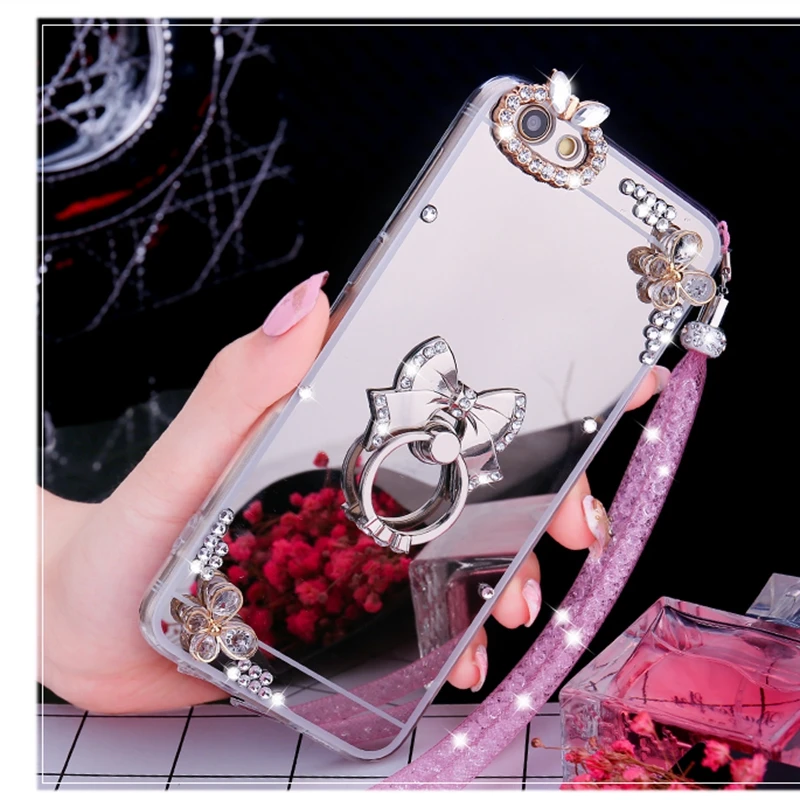 Для Samsung Galaxy a3 a5 a7 j3 j5 j7 2016 2017 prime Emerge Rhinestone Butterfly Mirror мягкий Кристальный чехол для