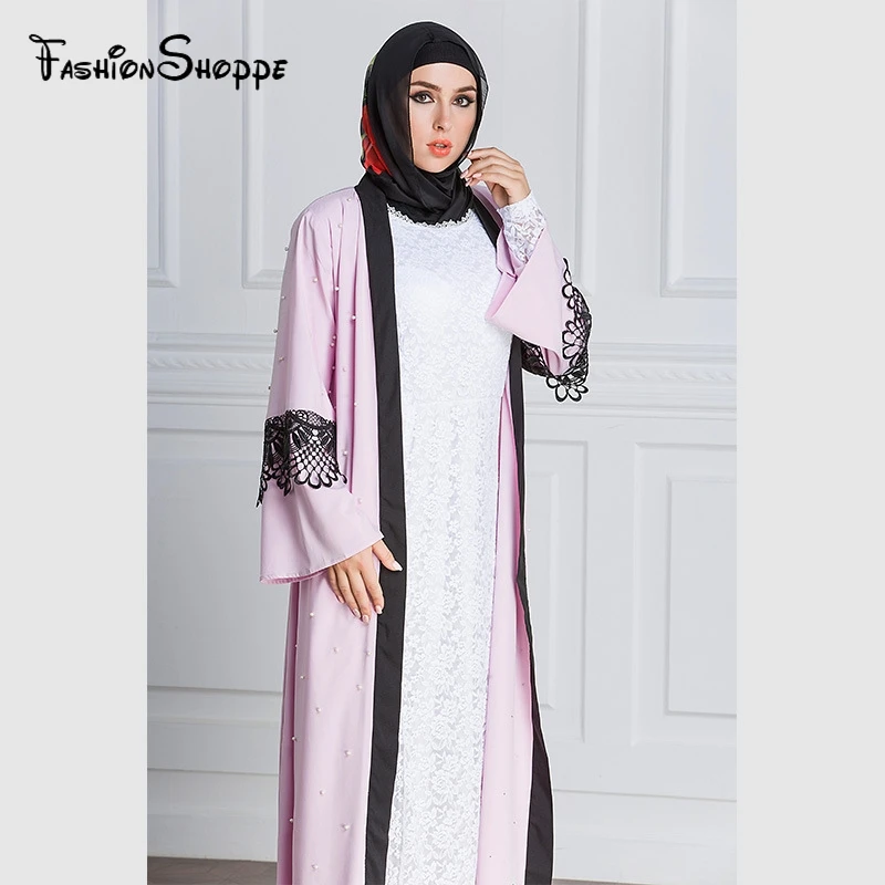 Платье макси в мусульманском стиле длинное платье с открытой абайей кружевом и