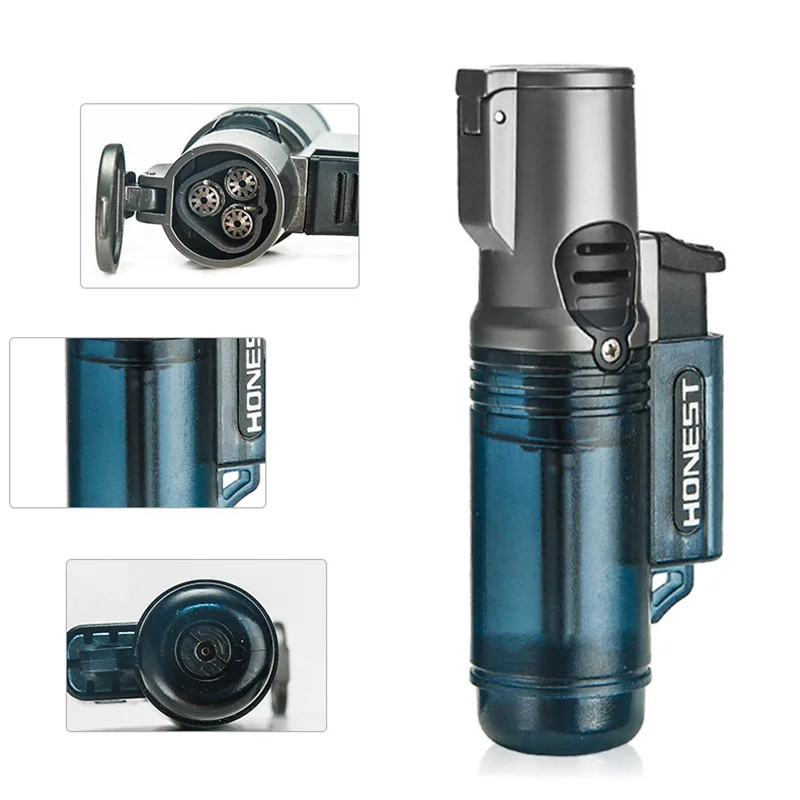 Честная зажигалка три факфонарь синее пламя газовые зажигалки с бутаном мини