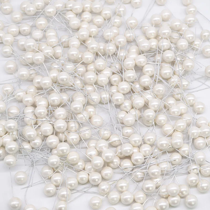 50pcs/lot Mini Pearl Plastic  Artificial Flowers Fruit  Cherry Stamens for Wedding  Christmas Party DIY Gift Wreaths Decoration