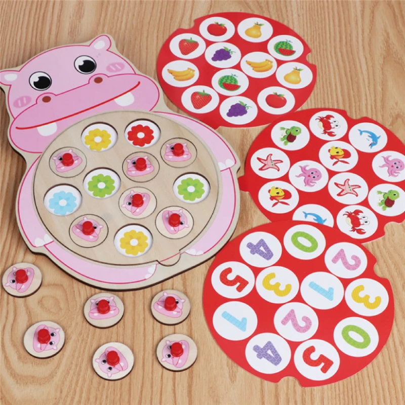 Шахматы с памятью мультяшных животных деревянная игрушка цифрами обучающая для