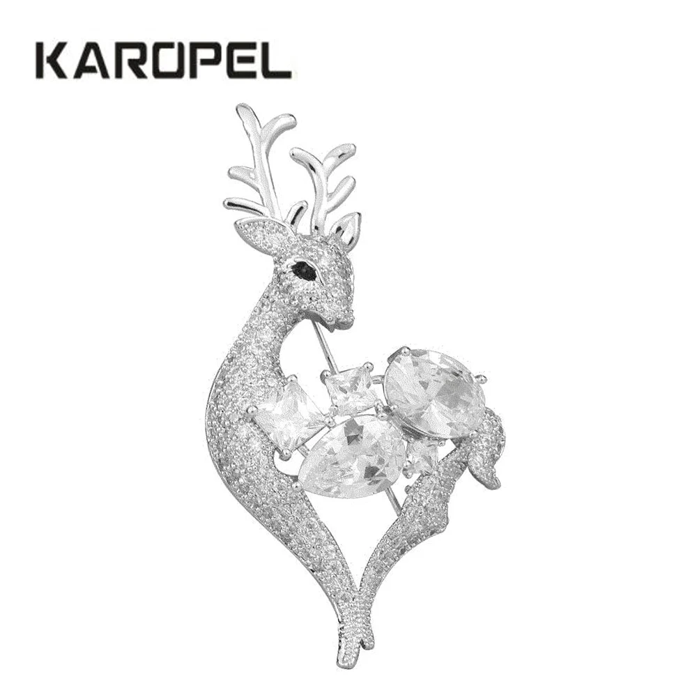 

New Design Romantic Fashion Women AAA+ Cubic Zircon Cute Animal Sika Deer Brooches Sweater Coat Accessories Jewelry Gifts