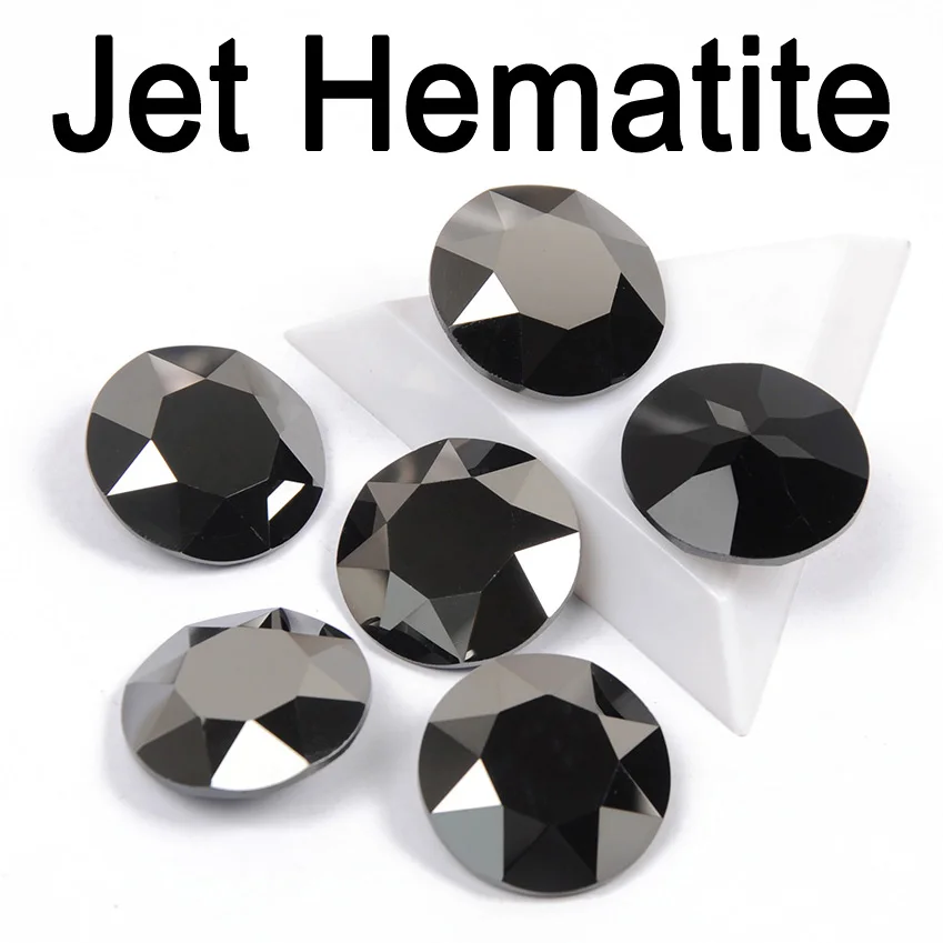 Jet Hematite Красочные цвета 27 мм Блестящий Кристалл пришить стразы с когтями камни круглые стеклянные стразы Diy сумки одежда - Цвет: Jet Hematite