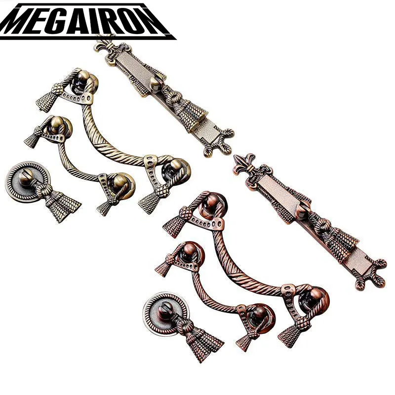 MEGAIRON бахромой бронзовые ручки для мебели дверная ручка антикварная ящика