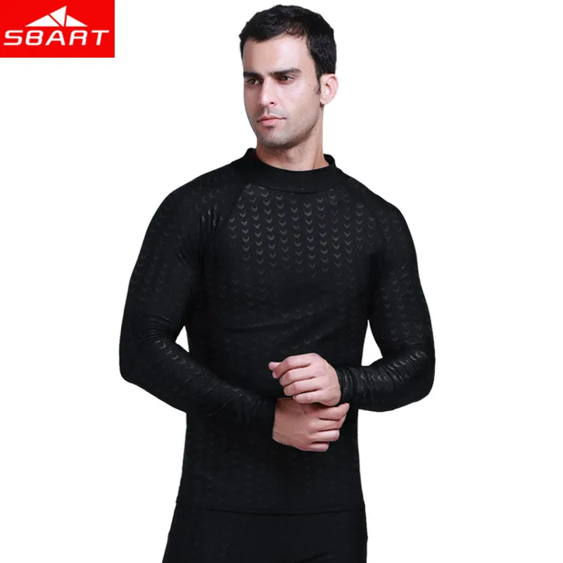 

SBART Men Sharkskin Rashguard Swim Shirts Long Sleeve Sunscreen Upf 50 Wetsuit Lycra Top Rash Guard Men Swimwear T-Shirts