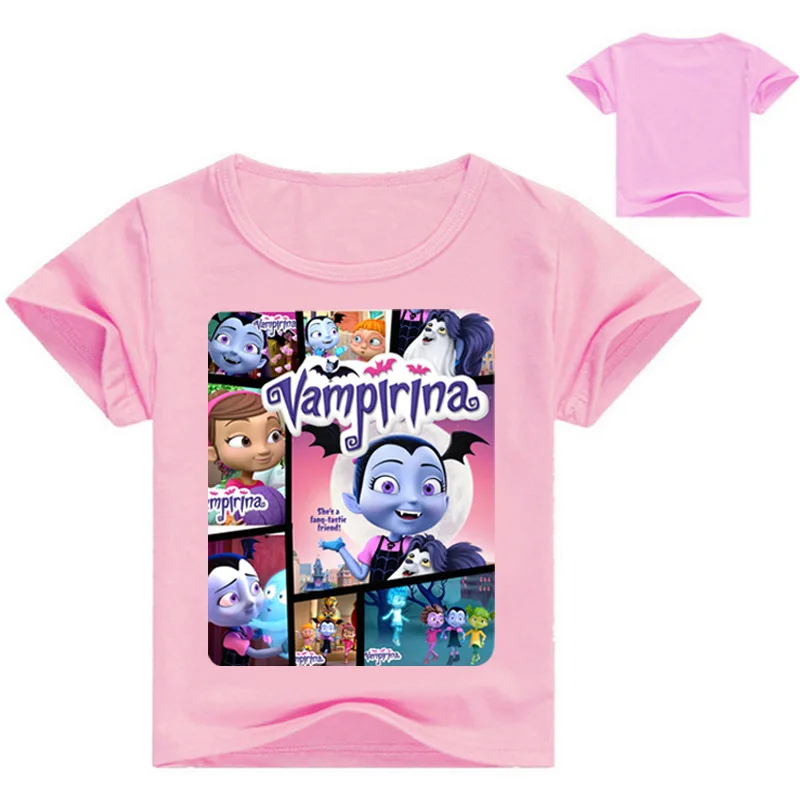 2-12years лето мультфильм vampirina Для детей летняя футболка для маленьких девочек; футболки, топы хлопок Обувь для девочек костюм для мальчиков