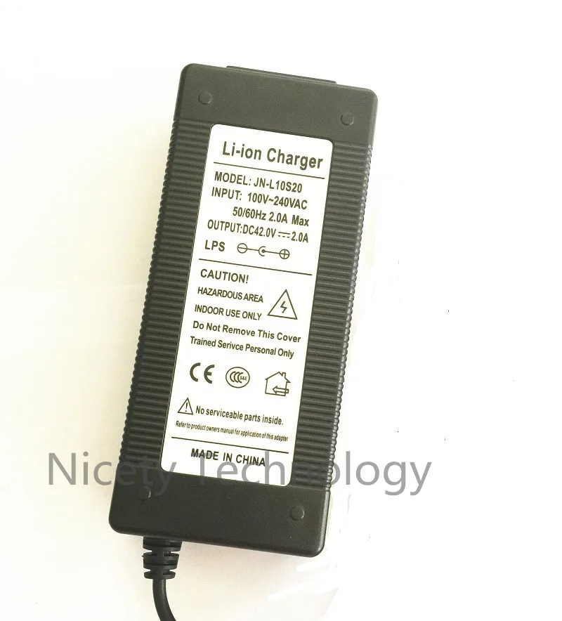 42V2A литиевая батарея для электровелосипеда Батарея Зарядное устройство 36V ионно