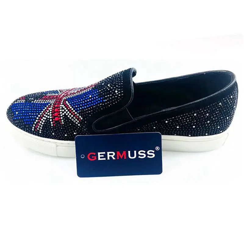 Мужские дизайнерские туфли с заклепками изображением флага США повседневные