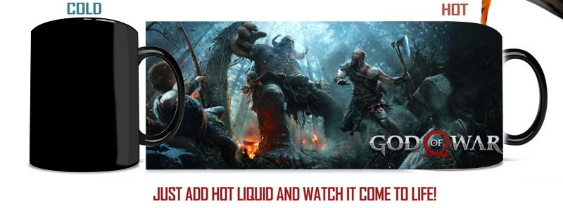 God of War 4 кофейная кружка, новинка, меняющая тепло цвет фарфоровые чашки