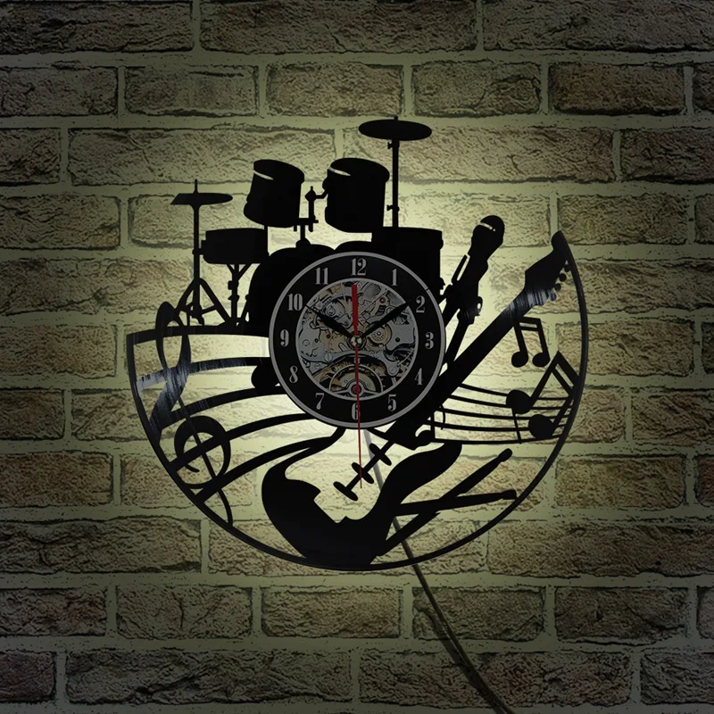 Timelike Cd Vinyl Record Wall Clock Modern Design Musical Theme Decorative Black Art Watch | Дом и сад