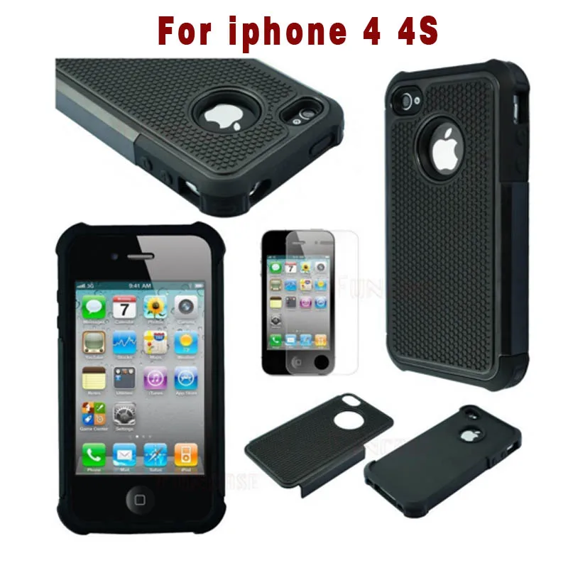 4S 5S 6S Чехол ударопрочный чехол жесткий силиконовый чехол для Apple iPhone 6 6S 5 5S SE 4 4S жесткий чехол амортизирующий чехол - Цвет: Черный
