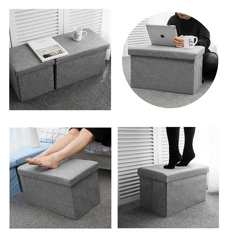 Сиденье сильная грузоподъемность Pouffe ящик для хранения кубической формы льняной домашний офис многофункциональный складной стул