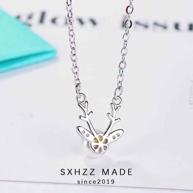 SXHZZ 2019 рождественское ожерелье с искусственным жемчугом из стерлингового