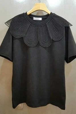 black tshirt Neploe, модные женские летние топы с коротким рукавом и круглым вырезом, свободные футболки, сетчатые Лоскутные Повседневные футболки Mujer Verano 68002 - Цвет: black tshirt