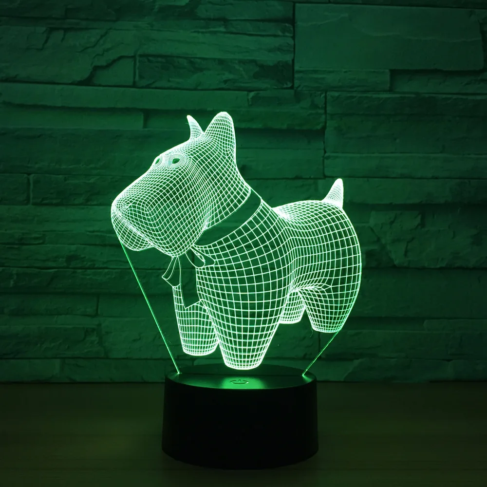 Lovely Dog Model Illusion 3d Lamp LED 7 Color Changing Animal Visual Led Night Lights For Kids Toy New Gift Desk Table | Освещение