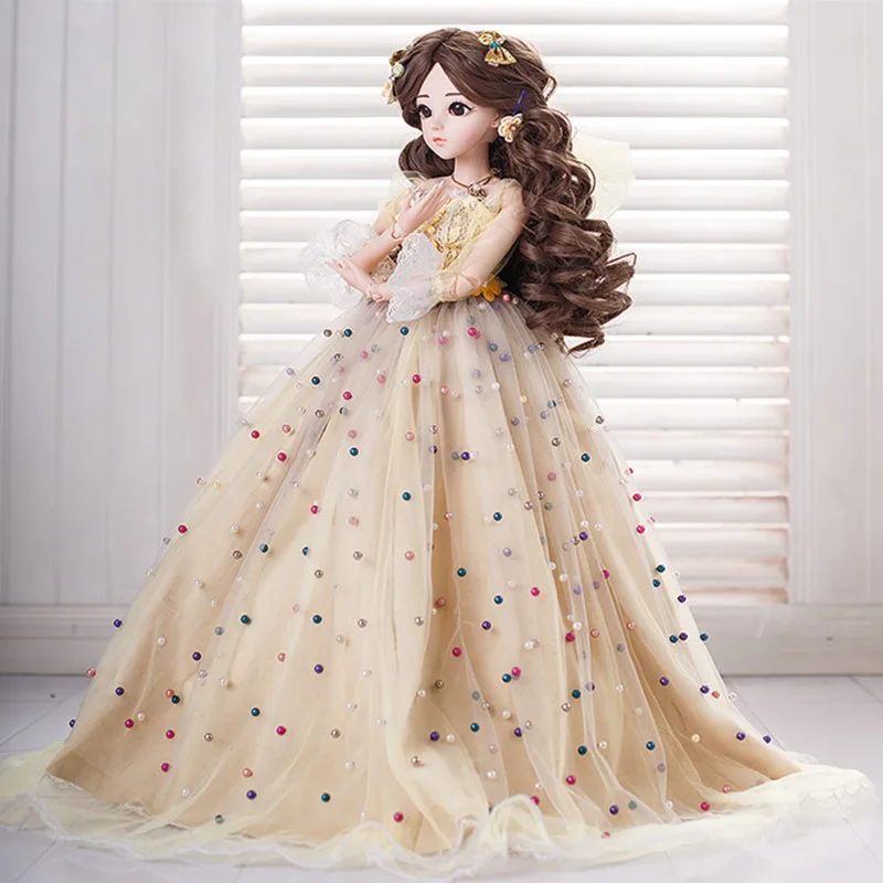 60 см BJD Куклы Горячая Новинка Bebe Reborn макияж кукла с элегантным Макси платье парики обувь шляпа красивая принцесса игрушки для девочек