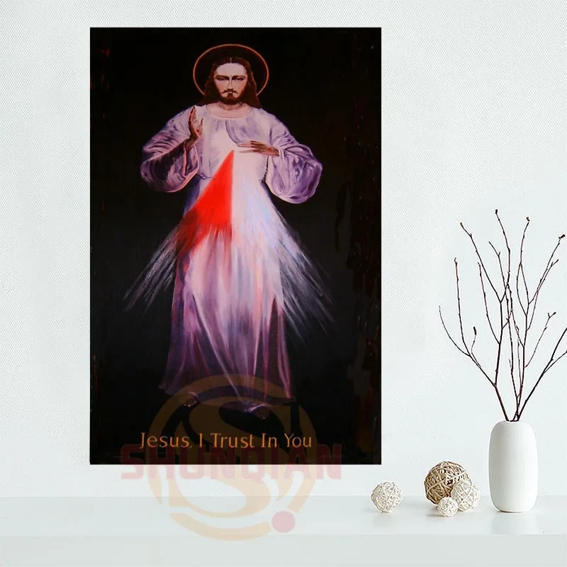 ShunQian Mercy of Jesus Poster Custom Home Decor modern For Bedroom Cloth Canvas | Дом и сад