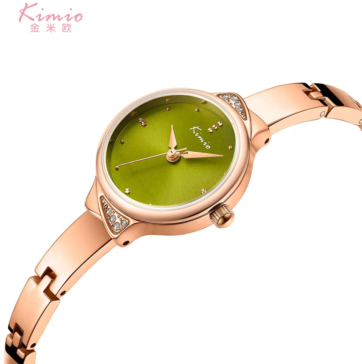 KIMIO красочные кварцевые с бриллиантами часы алый розовый золотой браслет Женское