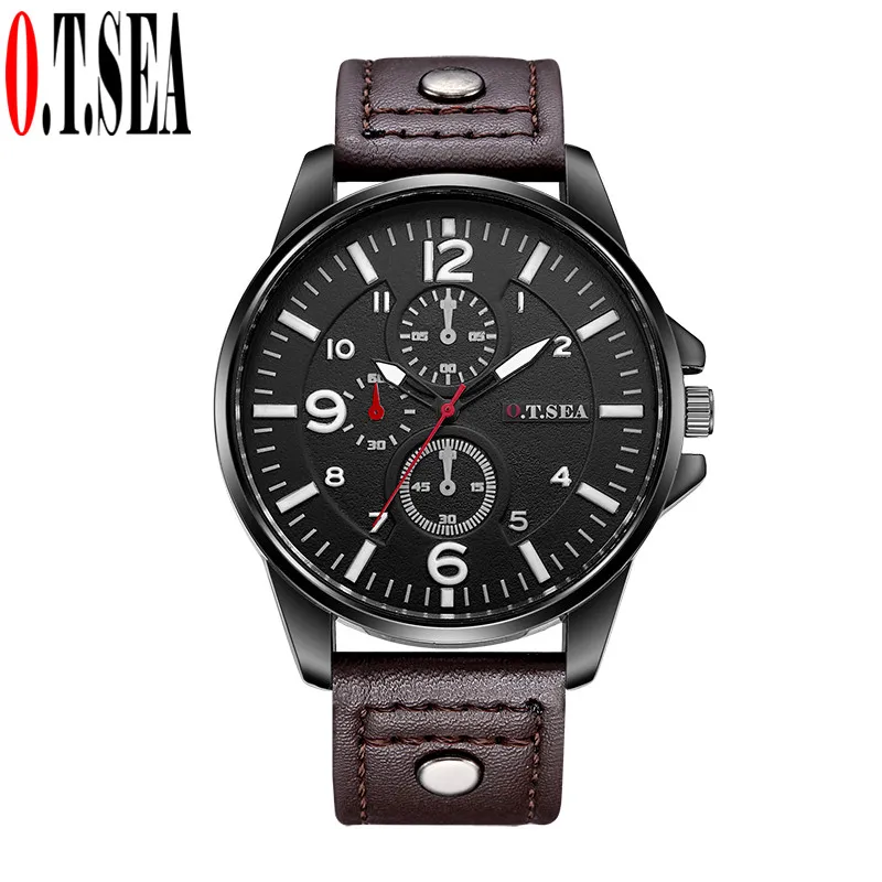 Лидер продаж мужские спортивные кварцевые наручные часы O.T.SEA с тремя кольцами