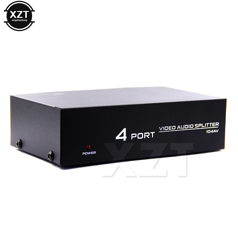 Высококачественный 4 портовый 1x4 AV видео аудио сплиттер 3 RCA с металлическим