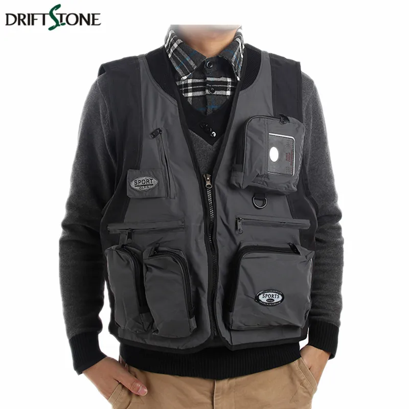 

Мужской жилет с несколькими карманами, жилет для фотосъемки, мужской жилет фотографа серого, красного цветов, 2XL