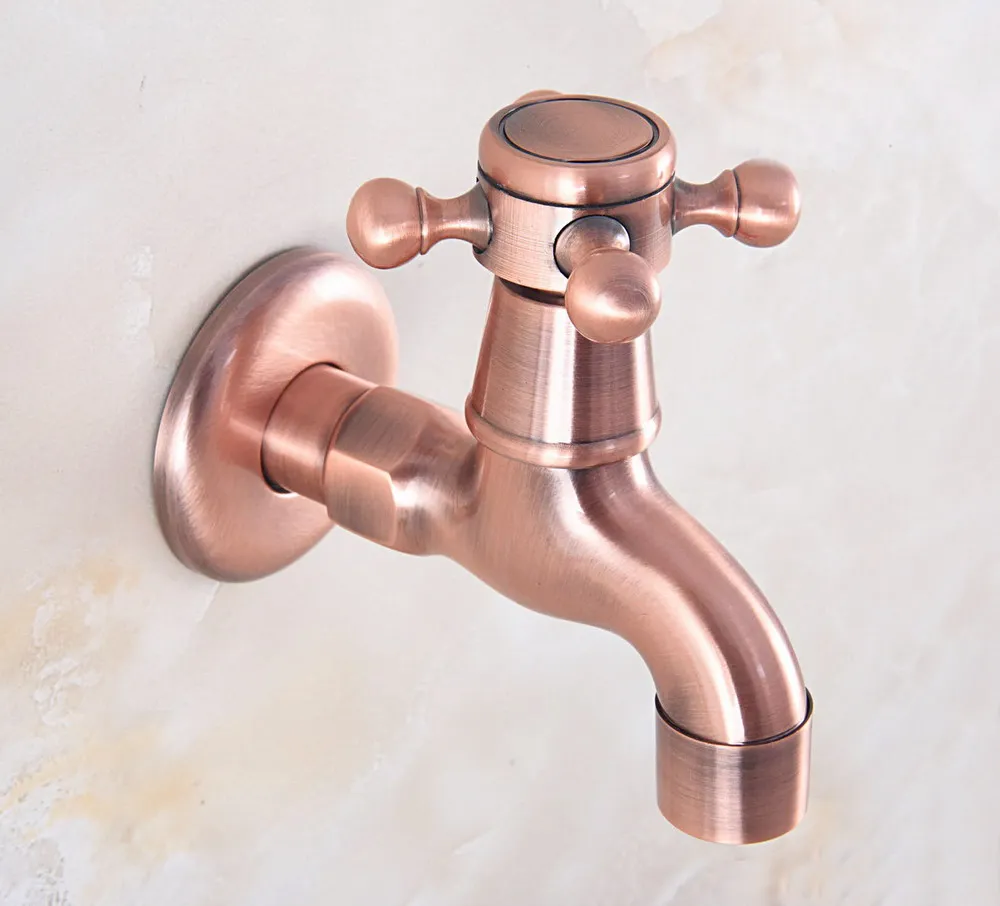 Antique Red Copper Brass Single Cross Handle Bathroom Mop Pool Faucet /Garden Water Tap / Laundry Sink Taps mav330 | Обустройство