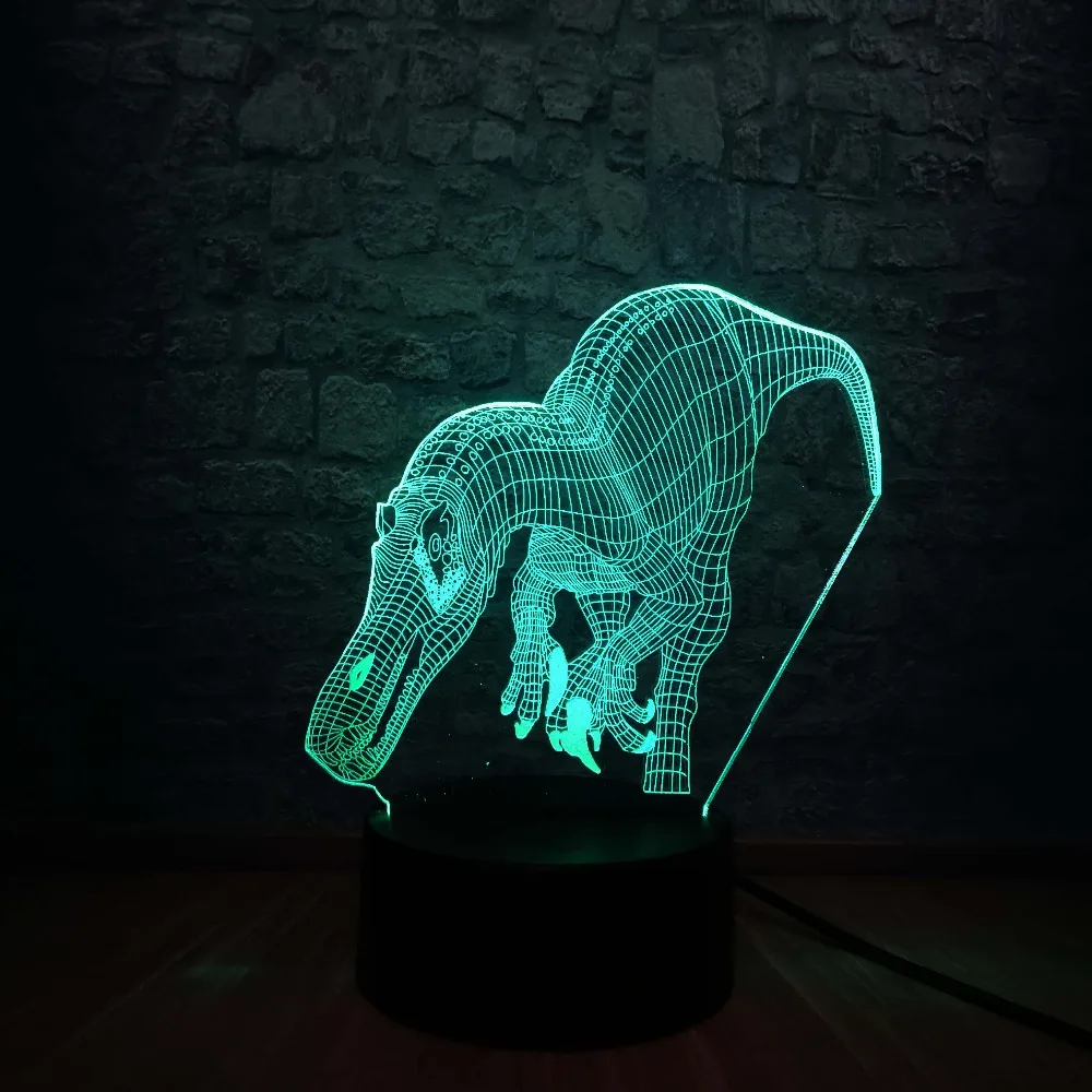 Парк Юрского периода акриловый светодиодный ночник 3D Динозавр свет RGB 7 цветов Изменение USB База переключатель выставка малыш Рождественская игрушка на подарок для мальчика