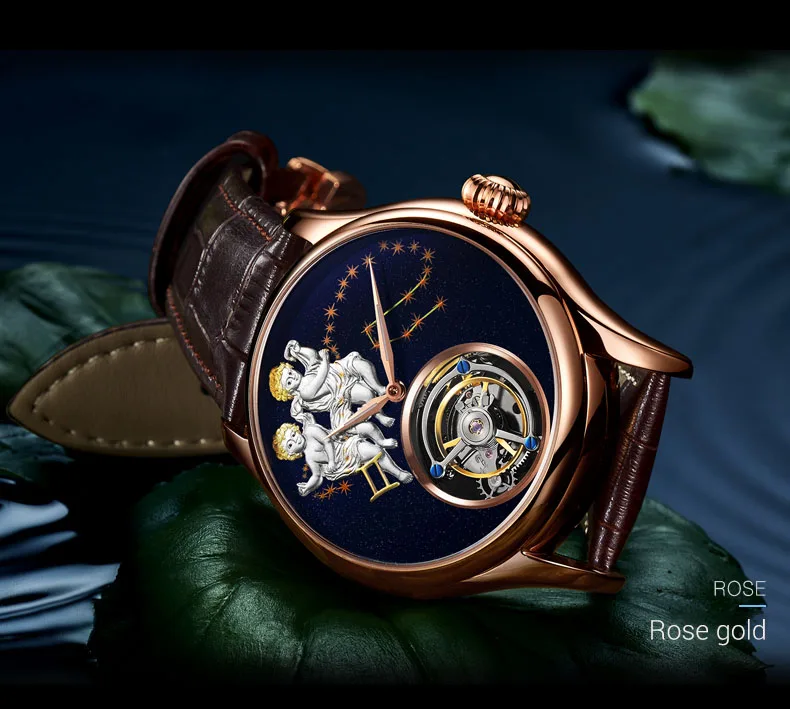 Ограниченная серия Gemini Tourbillon мужские наручные часы лучший бренд класса люкс Женские Tourbillon механические часы reloj hombre