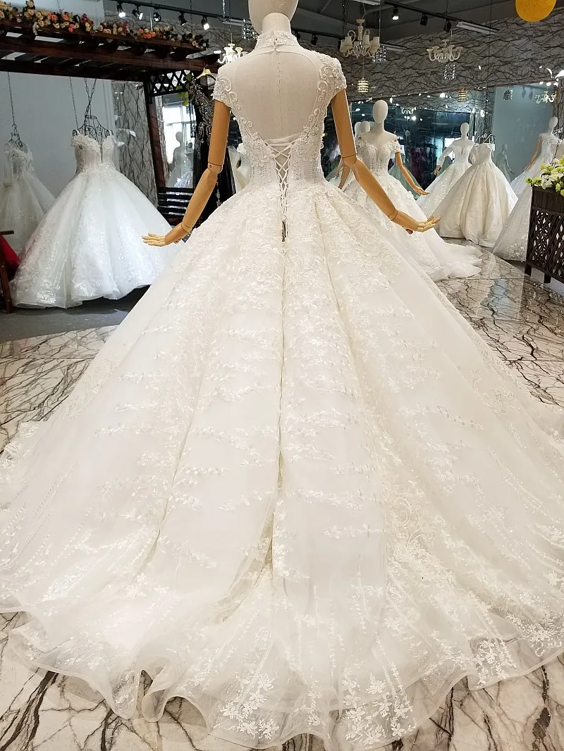 LS812401 с коротким шлейфом простое свадебное платье 2018 специальное высоким воротом