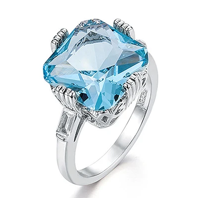 Синий Bague Ringen, высокое качество, морской синий Мистик Топаз, кольца для женщин, твердые, 925 пробы, серебро, хорошее ювелирное изделие, кольцо с драгоценным камнем, размер 6-10 - Цвет камня: Синий