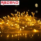 10 м, 20 м, 100 м, светодиодные гирлянды, сказочные огни, 220 В, праздничное украшение, 30 м, 50 м, патио, рождественское свадебное украшение, водостойкое освещение
