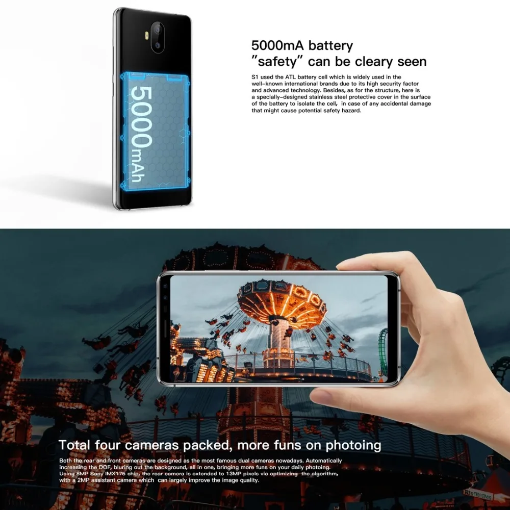 AllCall S1 2 Гб 16 Гб Камера телефона 5000 мАч батарея 5,5 дюймов Android 8,1 MTK6580A четырехъядерный 3g WCDMA OTG Dual SIM смартфон