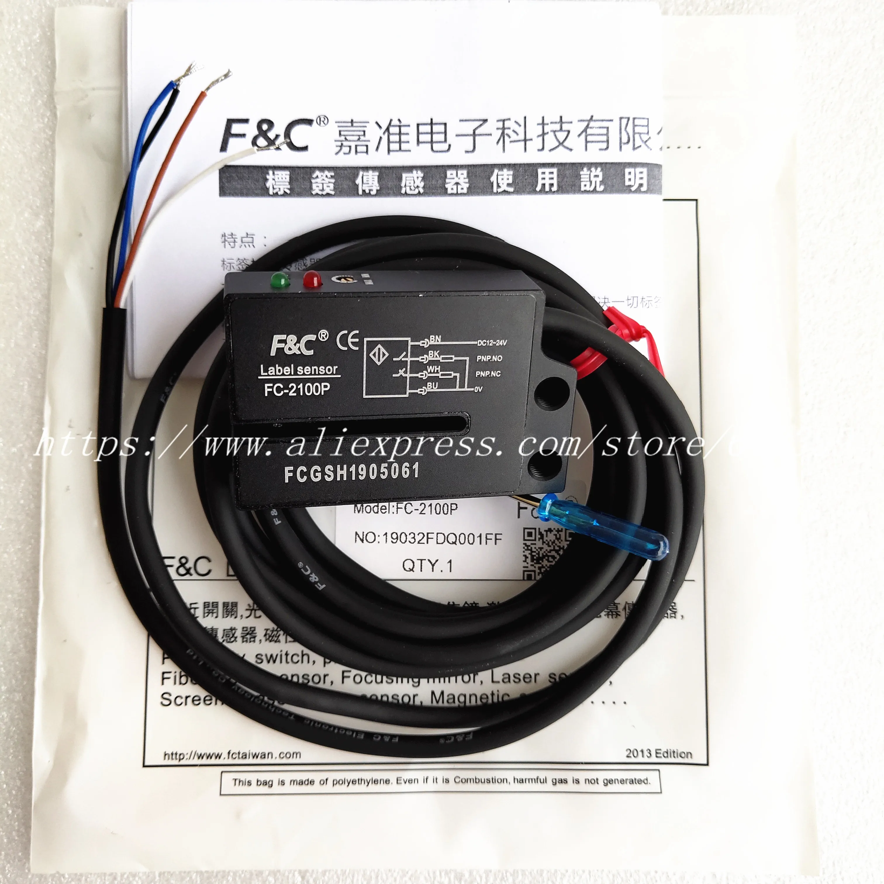FC-2100 FC-2100P F& C датчик этикетки 4 провода без NC электрическая этикетка детектор Фото Датчик