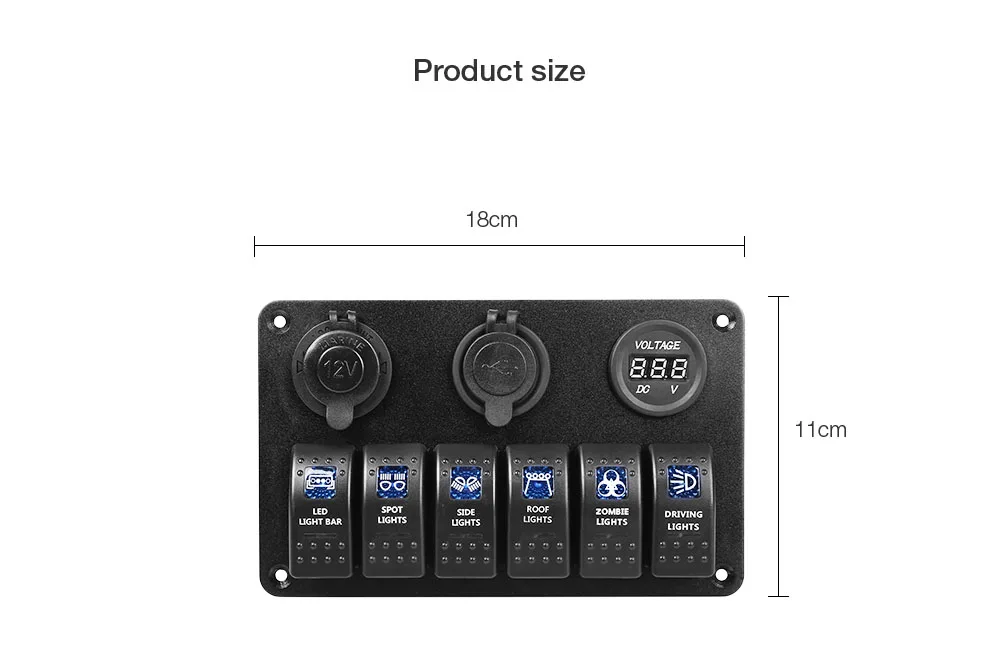 Новое поступление автомобиля 5 Pin двойной светодиодный фонарь с двумя портами USB Зарядное устройство 6 бит переключатель вольтметр композитный Панель сопротивление воды крышка