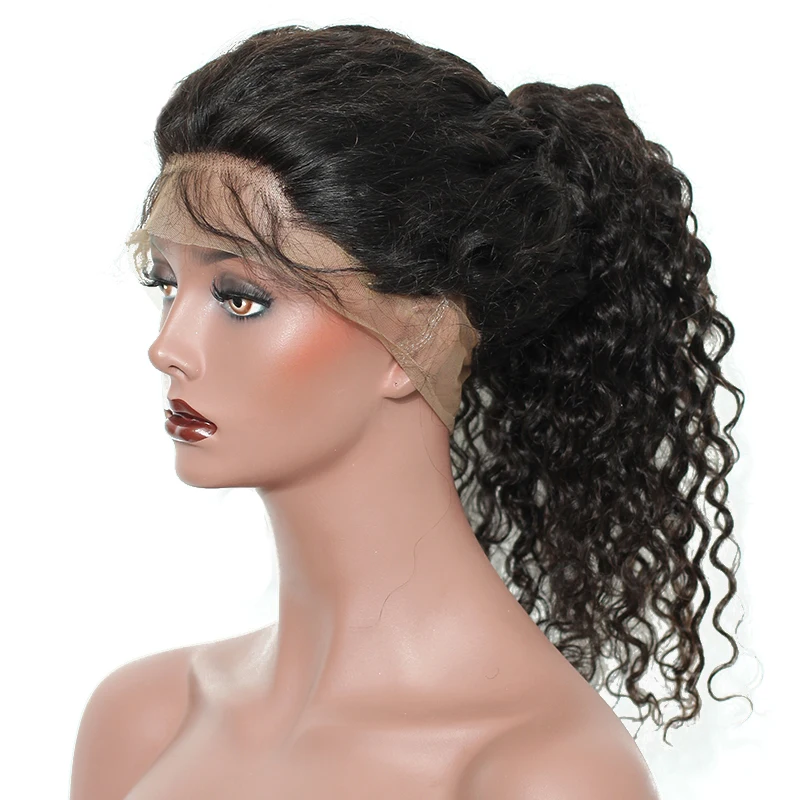 

Brazilian Deep Wave Lace Front Human Hair Wigs For Women 360 Lace Frontal Wig Natural Black Dolago 180% Density Remy