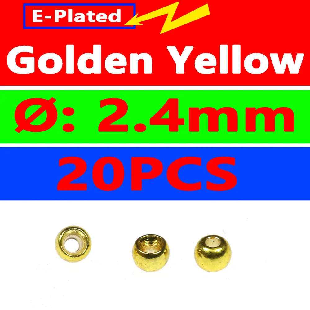 Golden Yellow Bimoo 20 шт./пакет 3/32 2,4 мм мушек латунные бусины роспись мушек Brassie бусины Медь beadhead розовый оранжевый цвет радуги зеленый - Цвет: Golden Yellow