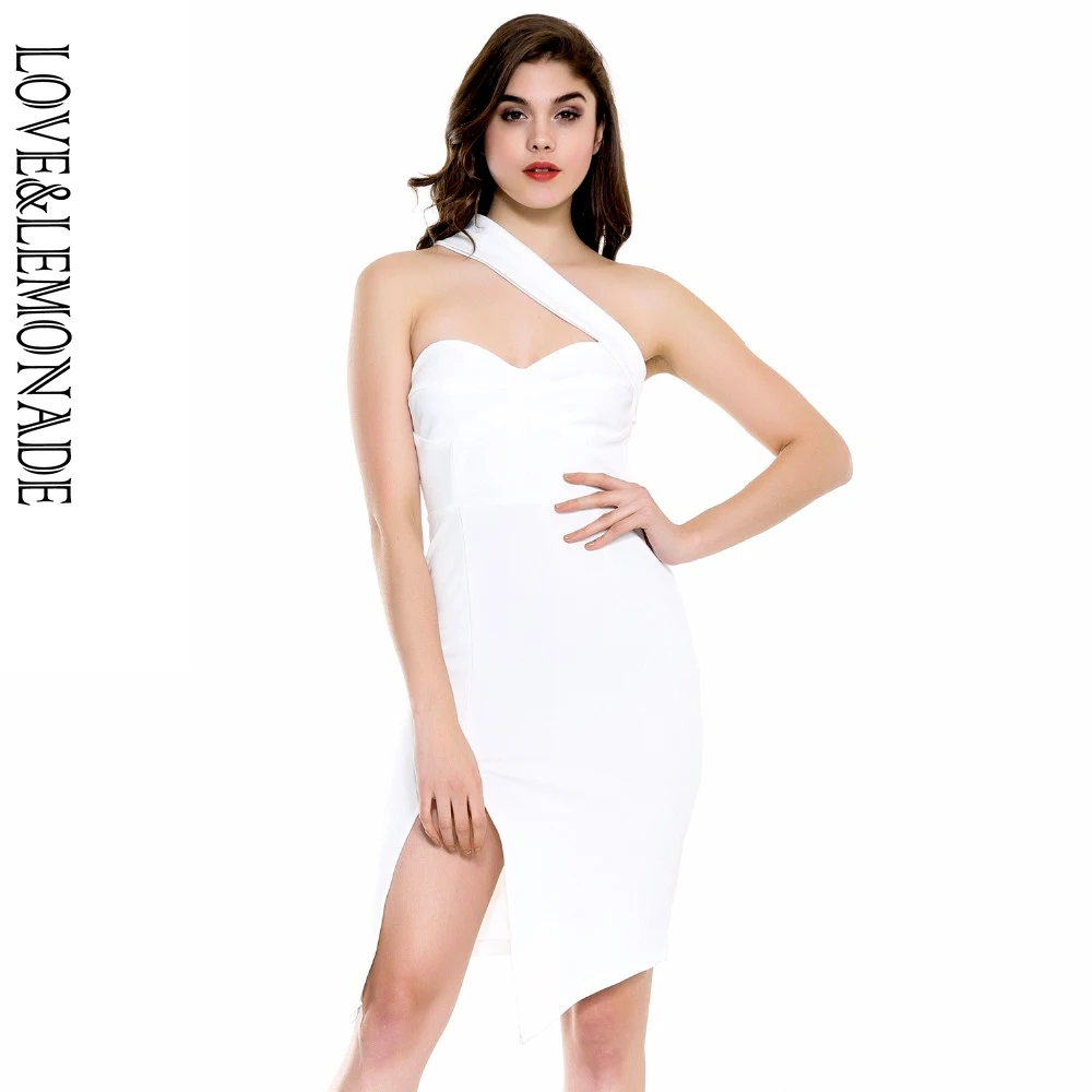 Любовь и лимонад. Белые салфетки платье с разрезами TB 10005|bodycon dress|dress bodycontb dress |