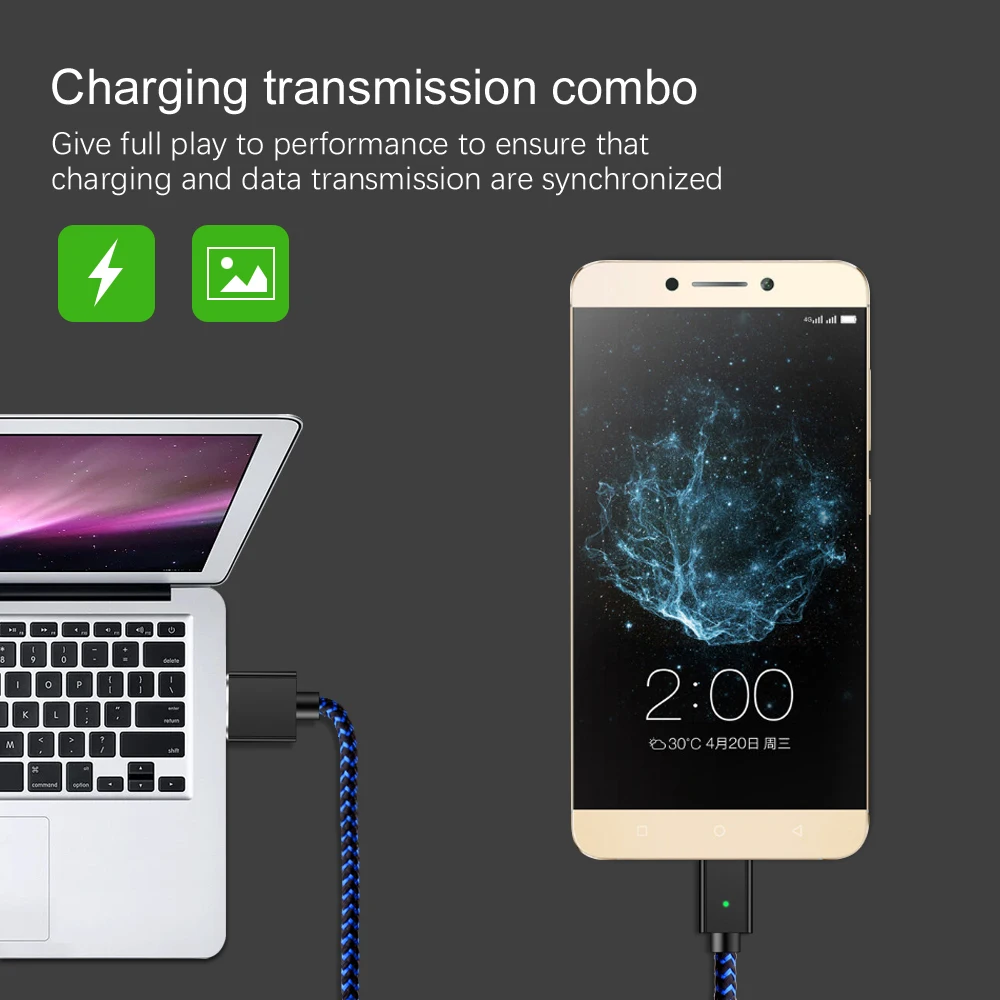 Магнитный usb кабель OLAF Type C для Samsung Galaxy S9 S8 быстрой зарядки и передачи данных Huawei