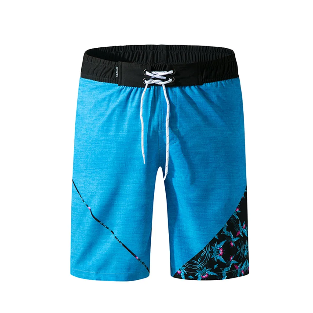 CHAMSGEND мужские модные синие пляжные шорты с карманами быстросохнущие свободные
