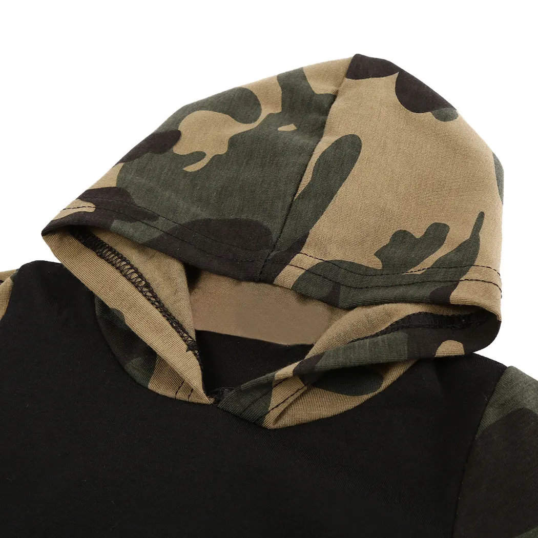 Зимние камуфляжные толстовки для малышей Топы с капюшоном новорожденных