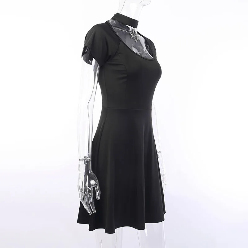 Платье женское черное с коротким рукавом на молнии | Женская одежда