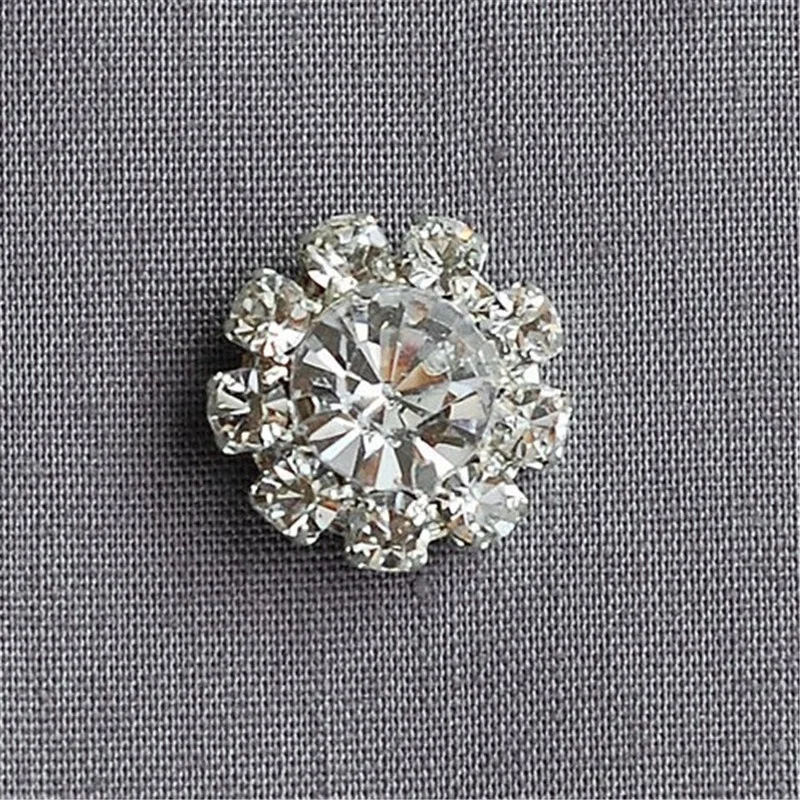 10PCS Crystal Clear Rhinestone Button Fit For Sew On Flower Center 12MM Flat Back Silver Color Jewelry Diy Hair Accessory |