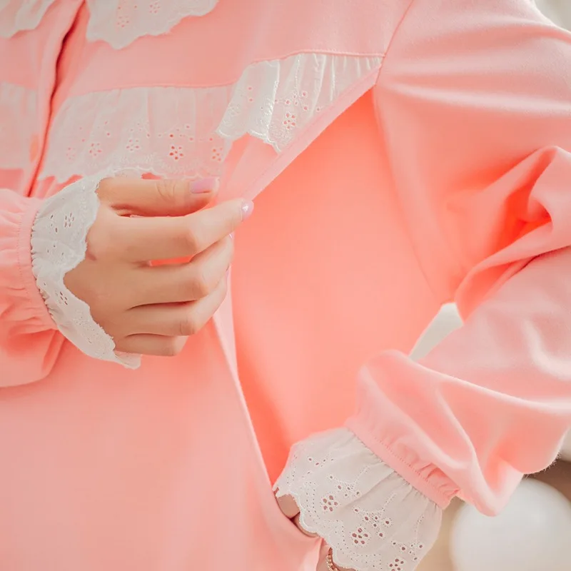 С длинными рукавами грудного вскармливания Беременные женщины хлопковые пижамы