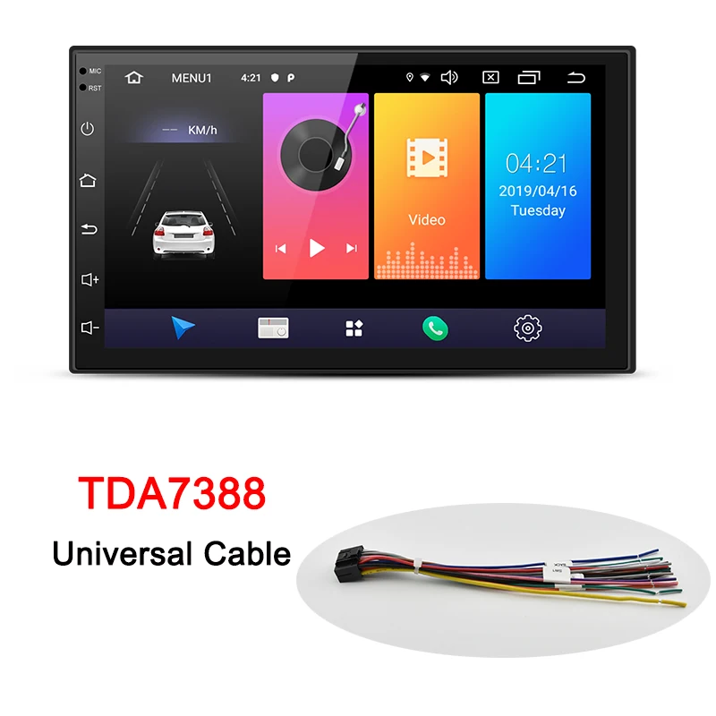 Navivox 2 Din Android 9,0 Автомобильный gps радио для Volkswagen Nissan мультимедиа Универсальный Автомобильный DVD gps навигационный плеер аудио Bluetooth - Цвет: TDA7388 Universal