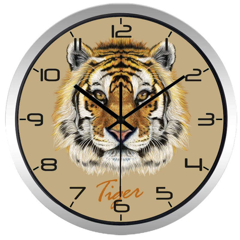 Большие настенные часы с изображением головы тигра могучего льва короля леса без