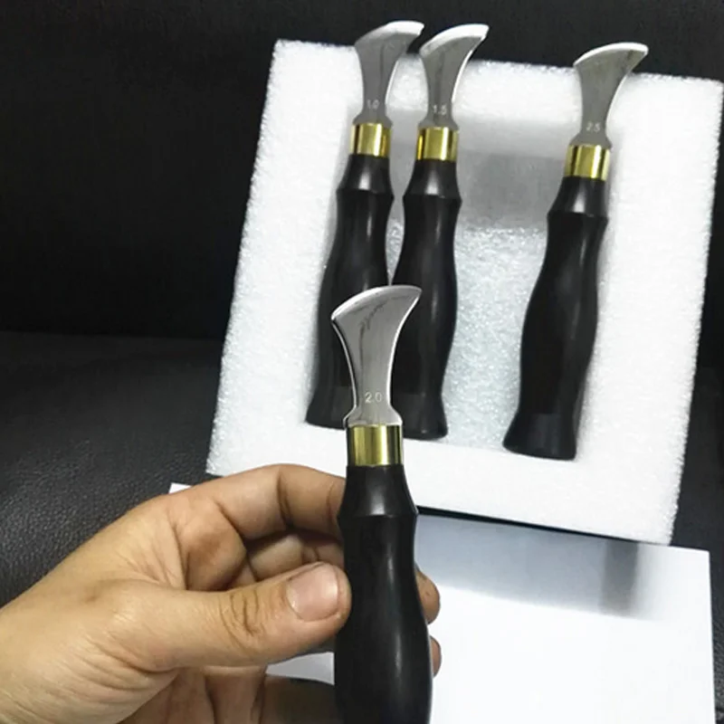 Роман профессиональных кожа ручной работы неглубокий круглый Ebony Ручка кожаная