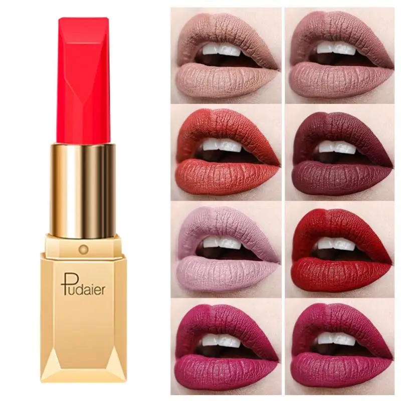 Pudaier Водонепроницаемый немой матовая помада наборы Обнаженная косметика для губ