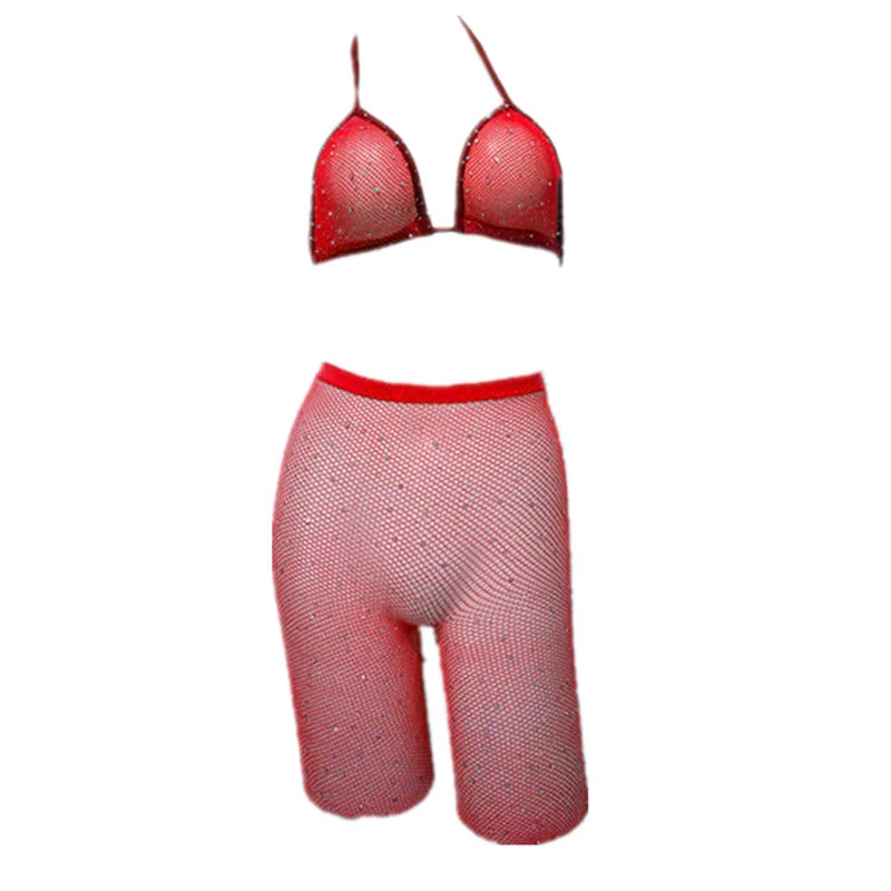 Женское сексуальное нижнее белье Тедди стразы сияющий боди Сетчатое эротическое
