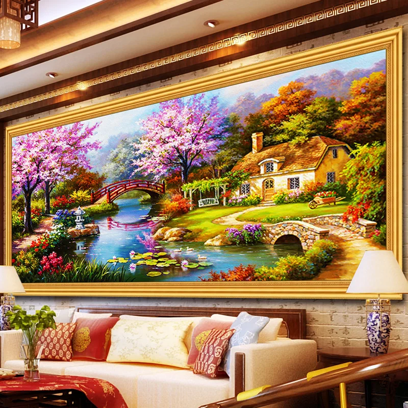DPF 5d круглая Алмазная картина вышивка крестиком пейзаж маслом каюта подарок