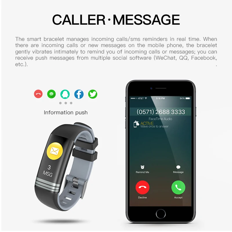 Спортивный смарт-браслет с Bluetooth измеритель артериального давления пульса